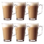 Glow Set of 6 Latte Glasses – Premium Pack of Stylish 11cm Cafe Mugs Cups 240ml - Ideal for Tea, Coffee, Latte, Cappuccino, Espresso, Hot Chocolate and More