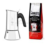 Bialetti Venus 4 Cup with Coffee - Stovetop Espresso Moka Pot, Stainless Steel