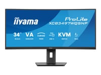 Iiyama Prolite Xcb3497wqsnp-B1 - Led-Skärm - Böjd - 34" - 3440 X 1440 Uwqhd @ 120 Hz - Va - 350 Cd/M² - 3000:1 - 0.4 Ms - Hdmi, Displayport, Usb-C - Högtalare - Mattsvart