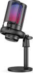 Microphone USB de Jeu pour PC/PS4/PS5/Mac, Microphone ¿¿ condensateur RVB Tap-to-Mute, Support Antichoc, Filtre Anti-Pop