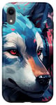 Coque pour iPhone XR Blue Anime Gamer Lone Wolf Casque de jeu Motif fleurs roses #2