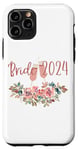 Coque pour iPhone 11 Pro Bride 2024 Fête de mariée Toast au vin Motif floral Visite des vignobles