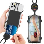 Bone Crossbody Lanyard PhoneTie 2 with Card Holder, for Women Men, Universal Anti-Lost Crossbody Cell Phone Lanyard Case for iPhone 12 Mini 11 Pro Max Galaxy Pixel, Fits Phones from 4-6.7" (Miao Cat)
