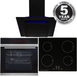 Black Touch Control Pyrolytic Single Fan Oven, Induction Hob & Angled Hood