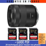 Canon RF 85mm f/2 Macro IS STM + 3 SanDisk 64GB UHS-II 300 MB/s + Guide PDF MCZ DIRECT '20 TECHNIQUES POUR RÉUSSIR VOS PHOTOS