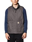 Carhartt Men's Loose Fit Washed Duck Sherpa-Lined Mock-Neck Vest Work Utility Outerwear, Gravel, XL