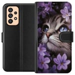 Samsung Galaxy A53 5G Plånboksfodral Kat och blommor