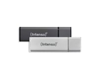 Intenso Aluline Usb Drive 32Gb Doppelpack 2X32gb - 32 Gb, 32 Gb, Usb Type-A, 2.0, 28 Mb/S, Cap, Antracit, Silver