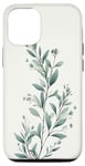 iPhone 15 Pro Leaves Botanical Plant Line Art Sage Green Wildflower Floral Case