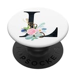 PopSockets Cute Floral Initial Letter L Monogram on White PS20030 PopSockets PopGrip: Swappable Grip for Phones & Tablets