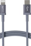 Amazon Basics Câble USB-C vers Lightning en nylon tressé, chargeur certifié MFi pour iPhone 13/12/11/X/XS/XR/8 - gris foncé, 1,8 m