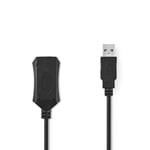 Nedis Aktiv USB-kabel | USB 2.0 | USB-A Han | USB-A Hun | 480 Mbps | 20.0 m | Rund | Nikkel belagt | PVC | Kobber | Label