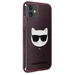 Skyddsskal - Karl Lagerfeld - Choupette - iPhone 12 Mini - Pärlor - Mjuk silikongel Rosa
