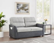 Dennis Fabric Pull Out Sofa Bed Duo Contrast Fabric and Side Pocket Storage