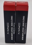 2 X MAC Lipstick Retro Matte 702 Dangerous Orange Lip Stick Mac Makeup Long Wear