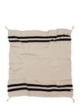 Knitted Blanket Stripes Natural-Black Home Sleep Time Blankets & Quilts Beige Lorena Canals