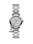 Vivienne Westwood Mother Orb Mother Of Pearl And Silver Detail Dial With Charm Stainless Steel Bracelet Ladies Watch