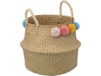 Atmosphera Leksakskorg Med Handtag Bulba, Pompoms, Ø 33 Cm