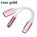 Adapter Cable Audio Splitter Usb Type C To 3.5mm Rose Gold