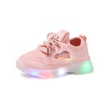 Kids Boy Girl Sports Shoes Led Light Up Sneakers Luminous Pink 29