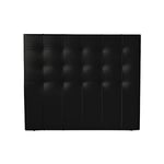 DUÉRMETE ONLINE Tête de lit Roma, 160 x 120 cm, 150 cm, avec Rembourrage, Boutons, revêtement en Cuir synthétique Haut de Gamme, Dimensions 100 x 120 cm (pour lit de 90), Bois, Noir