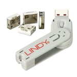 USB-A PC Port Blocker -  4 låse / 1 nøgle - Hvid