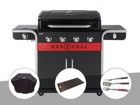 Barbecue ? gaz et ? charbon Gas2Coal Char-Broil 2.0 4B + Housse de protection + Plancha + Kit 3 ustensiles