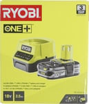 Ryobi Rc18120-125 One+ - Batterioplader + Batteri - Li - 2.5 Ah - 2 A - För One+ Obl1820, Olt1825, Olt1832, R18, R18pd31, R18st50, Rht1851r25, Rlm18x33h40, Rpc180020