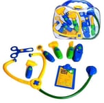 Deluxe Doctors Set Carry Case Nurde Child Toy Medical Kit Clear Kids Play Role