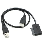 2x USB2.0 to 13Pin USB 2.0 à 7 + 6P 13Pin Slimline mince SATA câble alimentation externe pour ordinateur portable ordinateur portable cd-rom dvd-rom impair HDD Caddy convertisseur