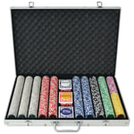vidaXL Pokerset med 1000 laser-marker aluminium 80185