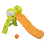 Selonis Safe Colourful Kids Plastic Slide 117x78x60cm With Basket, Orange-Green-Green
