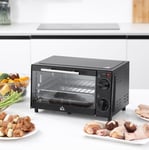 Countertop Mini Convection Toaster Oven Baking Tray Compact Small Black 9L 750W