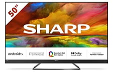 SHARP 4T-C50EQ3KM2AG 50-Inch 4K UHD Quantum Dot Frameless Android Smart TV with Freeview HD, Google Assistant, Chromecast, 4 x HDMI, 2 x USB & Bluetooth, QLED TV – Black