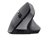Trust Bayo II - Vertikal mus - ergonomisk - högerhänt - optisk - 6 knappar - trådlös - 2.4 GHz - trådlös USB-mottagare - svart