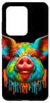 Coque pour Galaxy S20 Ultra Cool Pig Graphic Spirit Animal Illustration Tie Dye Art