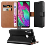 MAA Case For Galaxy A40 Phone Case Luxury Leather Magnetic Flip Card Holder Wallet Stand View Protective Cover For Samsung Galaxy A40 (Black)