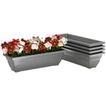Set med 5 blomkrukor i plast, 59 x 21 x 16 cm stapelbara blomkrukor set, väderbeständig planteringskruka, krukor för inomhus- oc