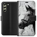 Samsung Galaxy S21 FE 5G Musta Lompakkokotelo Marmor med häst