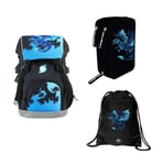 Tinka - School Backpack 22L + Gymbag 34x45cm + Pencil Case Triple - Dragon (Bundle)