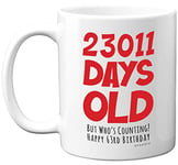 63rd Birthday Mug Gift for Men Women Him Her - 23011 Days Old - Funny Adult Sixty-Three Sixty-Third Happy Birthday Present for Dad Mum Grandma Nan Grandad Uncle, 11oz Ceramic Dishwasher Safe Mugs