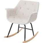 Jamais utilisé] Fauteuil à bascule Malmö T820, rocking-chair, fauteuil basculant, relax tissu, crème/gris - beige