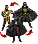 Ciao Eroi Action 3 en 1 (Ninja, Bandito Cavalier, Superhéros Costume de déguisement pour enfant (6 à 8 ans), Noir, Jaune, Rouge