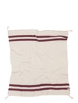 Knitted Blanket Stripes Natural-Burgundy Home Sleep Time Blankets & Quilts Beige Lorena Canals
