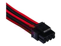Corsair Premium Individually Sleeved (Type 4, Generation 4) - Strömkabel - 8-Stifts Eps12v (Hona) Spärrad Till 8-Stifts Eps12v (4+4) (Hona) Spärrad - 75 Cm - Svart, Röd (Paket Om 2)