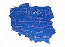 Half a Donkey Map of Poland - large cotton tea towel