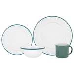 16 Piece White Enamel Dinner Set