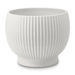 Knabstrup Keramik krukke rillet Ø16,5 cm Hvid