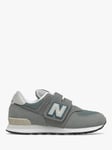 New Balance Children's 574 Suede Riptape Trainers Grey/Sky Blue 1 unisex Upper: suede, synthetic textile, Sole: rubber