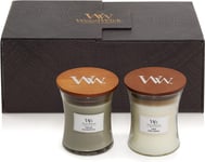 Woodwick Scented Candles Gift Set, Fireside & Linen Hourglass Scented Candles wi